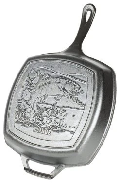 Lodge Mfg.Co. Lodge L8SGPWLFI Wildlife Series-Rainbow Trout Grill Pan, Cast Iron, Black, 10.5"